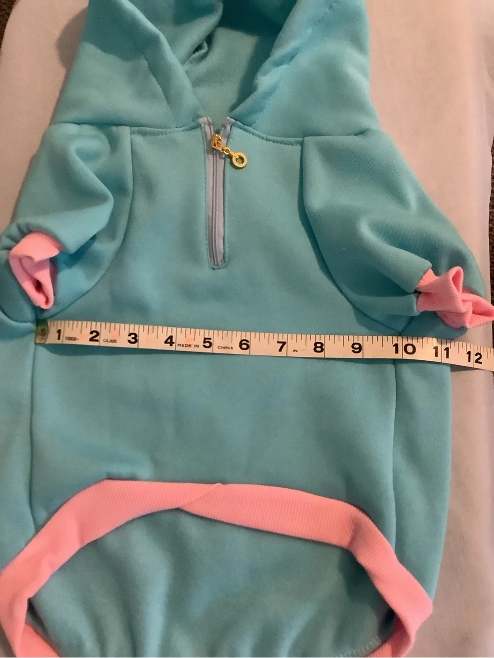 Light Aqua Plush Hoodie - Large